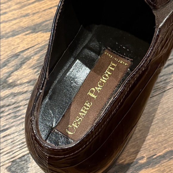 Cesare Paciotti Mens Dress Shoes Horsebit Loafer Brown Patent Leather Italy Sz 7
